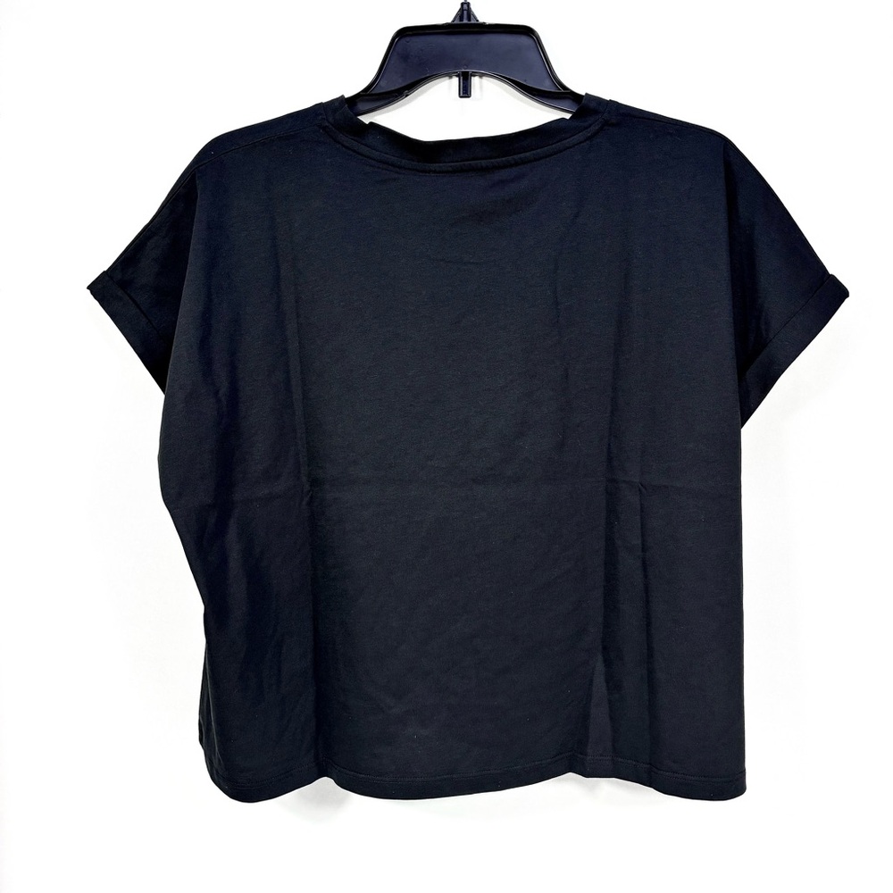 Balmain Cropped Eco-Designed Cotton T-Shirt Tee Flocked Logo Black XL NWT - Picture 4 of 14